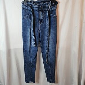 Vervet high-waisted paperbag style med to dark blue wash Belted Los Angeles Wmns